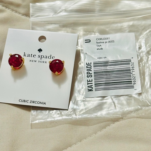 NWT Kate Spade New York, “Pink Rose & Shine” large, round solitaire earrings. - Picture 5 of 7